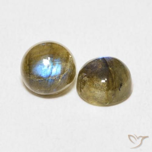 2.08 ctw Multicolor Labradorite Stones, Natural Labradorite in Round Cabochon Shape for Sale