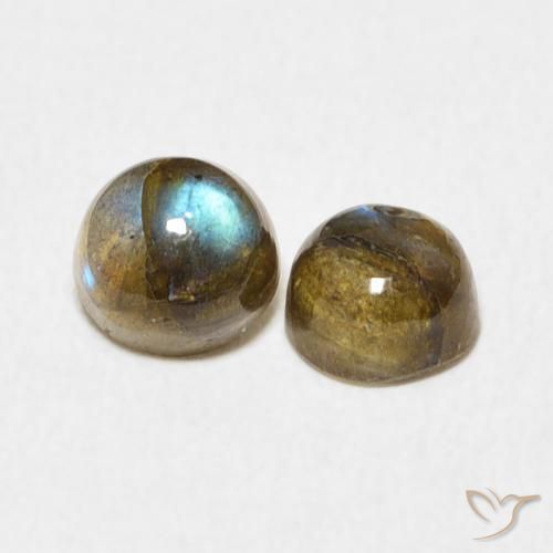1.38 ctw Multicolor Labradorite Stones, Natural Labradorite in Round Cabochon Shape for Sale