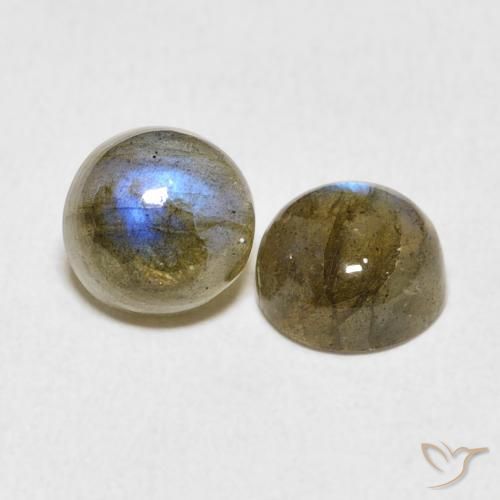 3.49 ctw Multicolor Labradorite Stones, Natural Labradorite in Round Cabochon Shape for Sale