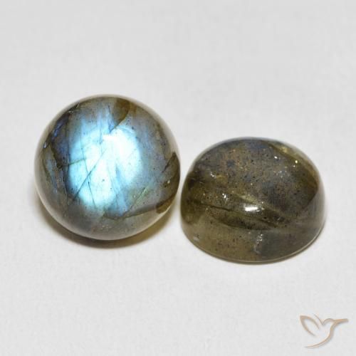 15.42 ctw Multicolor Labradorite Stones, Natural Labradorite in Round Cabochon Shape for Sale