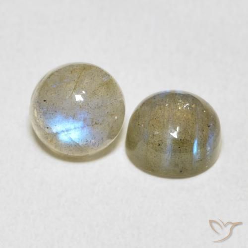 3.61 ctw Multicolor Labradorite Stones, Natural Labradorite in Round Cabochon Shape for Sale
