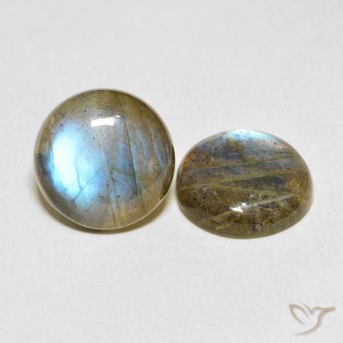 10.06 ctw Multicolor Labradorite Stones, Natural Labradorite in Round Cabochon Shape for Sale