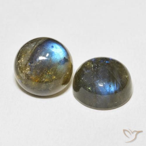 15.47 ctw Multicolor Labradorite Stones, Natural Labradorite in Round Cabochon Shape for Sale