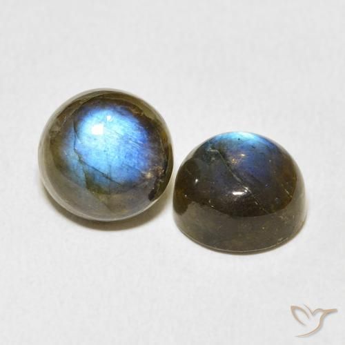 7.35 ctw Multicolor Labradorite Stones, Natural Labradorite in Round Cabochon Shape for Sale