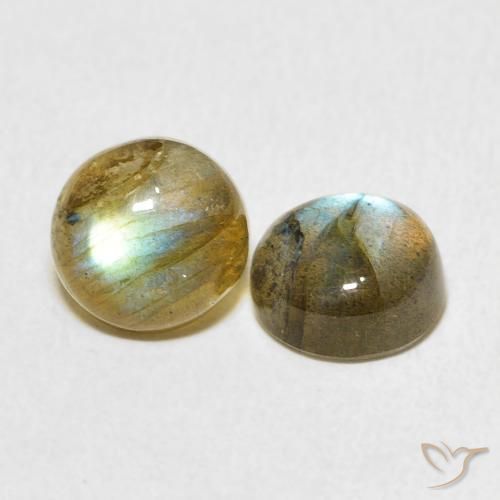 3.91 ctw Multicolor Labradorite Stones, Natural Labradorite in Round Cabochon Shape for Sale