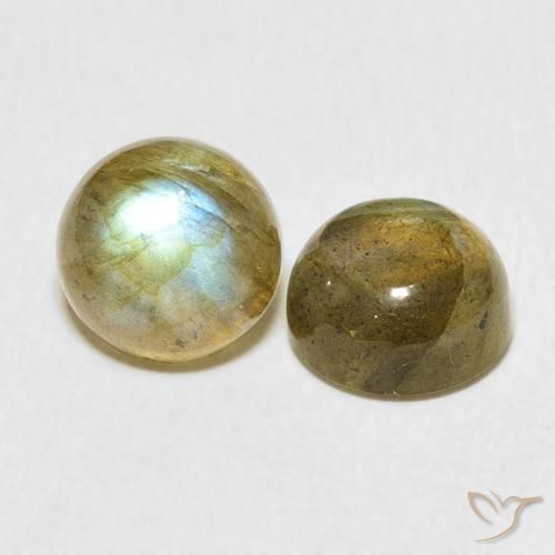 4.67 ctw Multicolor Labradorite Stones, Natural Labradorite in Round Cabochon Shape for Sale