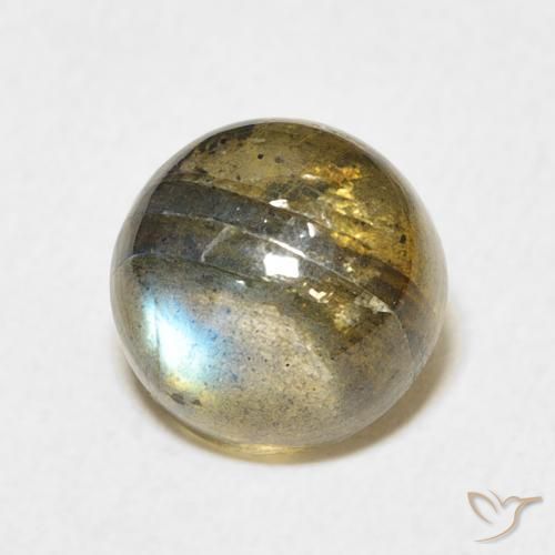 3.82 ct Multicolor Labradorite Stone, Natural Labradorite in Round Cabochon Shape for Sale