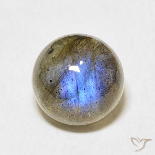 4.03 ct Multicolor Labradorite Gemstone, Labradorite Gem in Round Cabochon Shape for Sale.
