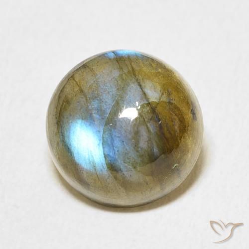 6.22 ct Multicolor Labradorite Stone, Natural Labradorite in Round Cabochon Shape for Sale