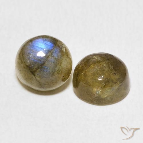 3.84 ctw Multicolor Labradorite Stones, Natural Labradorite in Round Cabochon Shape for Sale