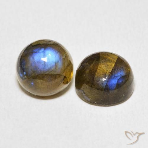 5.28 ctw Multicolor Labradorite Stones, Natural Labradorite in Round Cabochon Shape for Sale