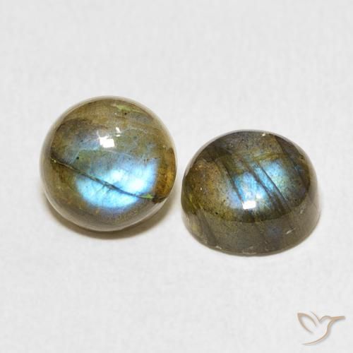 4.77 ctw Multicolor Labradorite Stones, Natural Labradorite in Round Cabochon Shape for Sale