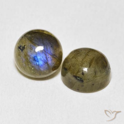 7.00 ctw Multicolor Labradorite Stones, Natural Labradorite in Round Cabochon Shape for Sale
