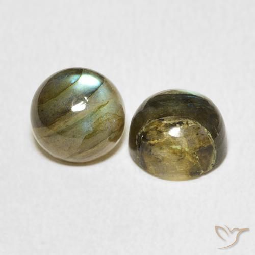 3.55 ctw Multicolor Labradorite Stones, Natural Labradorite in Round Cabochon Shape for Sale