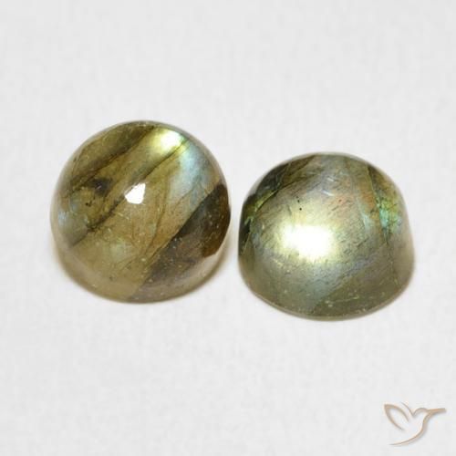 3.61 ctw Multicolor Labradorite Stones, Natural Labradorite in Round Cabochon Shape for Sale