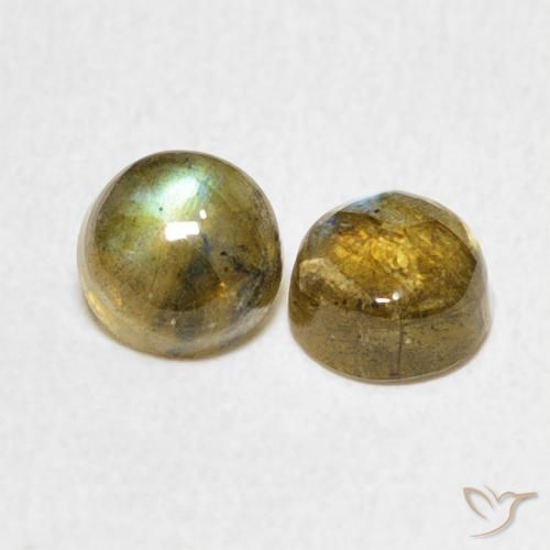 1.23 ctw Multicolor Labradorite Stones, Natural Labradorite in Round Cabochon Shape for Sale