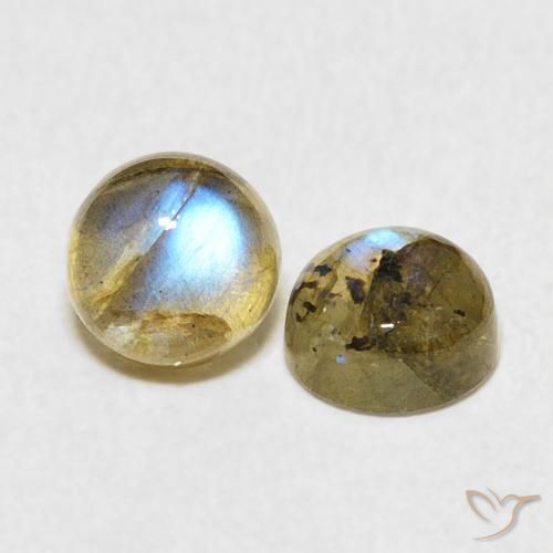 2.16 ctw Multicolor Labradorite Stones, Natural Labradorite in Round Cabochon Shape for Sale