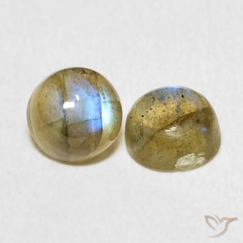 2.35 ctw Multicolor Labradorite Stones, Natural Labradorite in Round Cabochon Shape for Sale