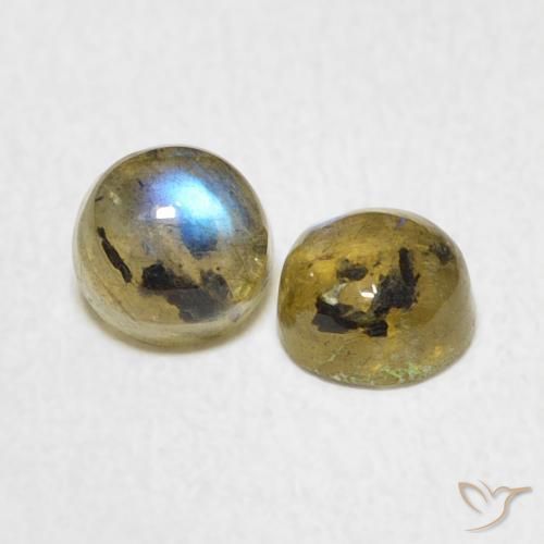 1.34 ctw Multicolor Labradorite Stones, Natural Labradorite in Round Cabochon Shape for Sale