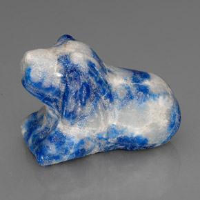 66.94 ct Blue Lapis Lazuli Gemstone, Lapis Lazuli Gem in Carved Dog Shape for Sale.