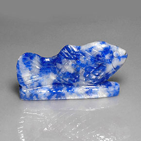 33.70 ct Blue Lapis Lazuli Gemstone, Lapis Lazuli Gem in Carved Fish Shape for Sale.