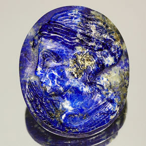 48.98 ct Blue Lapis Lazuli Gemstone, Lapis Lazuli Gem in Carved Cameo Shape for Sale.