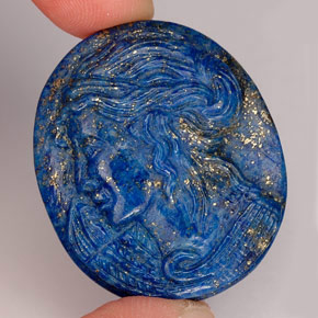 57.37 ct Blue Lapis Lazuli Stone, Natural Lapis Lazuli in Carved Cameo Shape for Sale