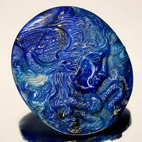 48.25 ct Blue Lapis Lazuli Gemstone, Lapis Lazuli Gem in Carved Cameo Shape for Sale.
