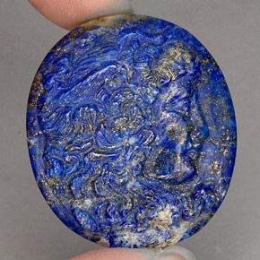 42.59 ct Blue Lapis Lazuli Gemstone, Lapis Lazuli Gem in Medusa Cameo Shape for Sale.