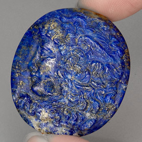 42.59 ct Blue Lapis Lazuli Stone, Natural Lapis Lazuli in Medusa Cameo Shape for Sale