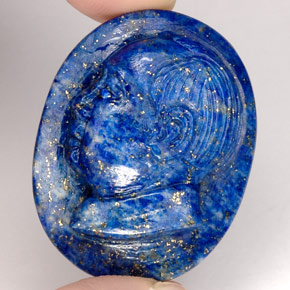 55.96 ct Blue Lapis Lazuli Stone, Natural Lapis Lazuli in Carved Chairman Mao Cameo Shape for Sale