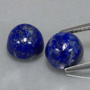 5.31 ct Blue Lapis Lazuli Gemstone, Lapis Lazuli Gem in Round Cabochon Shape for Sale.