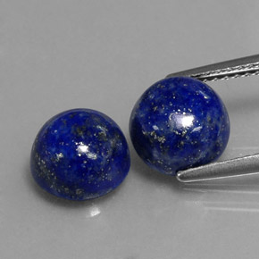 5.44 ct Blue Lapis Lazuli Gemstone, Lapis Lazuli Gem in Round Cabochon Shape for Sale.
