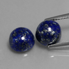 5.50 ct Blue Lapis Lazuli Gemstone, Lapis Lazuli Gem in Round Cabochon Shape for Sale.