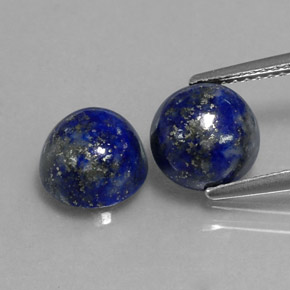 4.91 ct Blue Lapis Lazuli Gemstone, Lapis Lazuli Gem in Round Cabochon Shape for Sale.