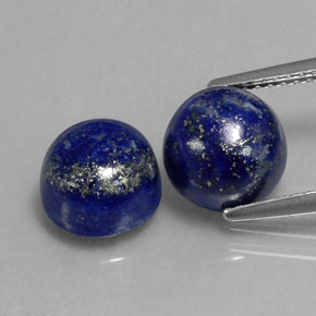5.94 ct Blue Lapis Lazuli Gemstone, Lapis Lazuli Gem in Round Cabochon Shape for Sale.