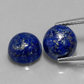 5.07 ct Blue Lapis Lazuli Gemstone, Lapis Lazuli Gem in Round Cabochon Shape for Sale.