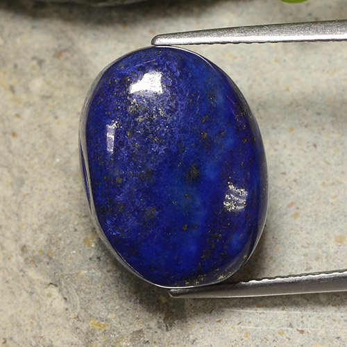 Lapis-lazuli Bleu oval cabochon 16,15 ct d'Afghanistan, dimension 16,3 x 12,4mm, pierre gemme naturelle Non traité, pureté Opaque , 1 pièce Lapis-lazuli de couleur Bleu foncé, dureté Mohs de 5 à 6, Photo A