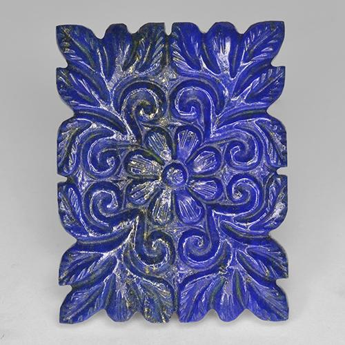 Navy Blue Lapis Lazuli Gem - 37.5ct Carved Baguette (ID: 501443)
