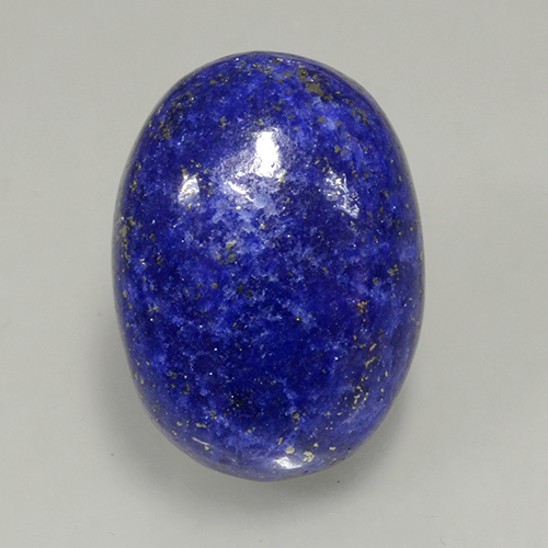 16,8 x 12,2mm blauer Lapislazuli im Oval-Cabochon Schliff aus Afghanistan, Gewicht 11,9 ct, Garantiert echter Edelstein in Opaque Reinheit, 1 Stück Lapislazuli - die Farbe ist Dunkelblau, Mohs-Härte von 5 - 6, Photo A