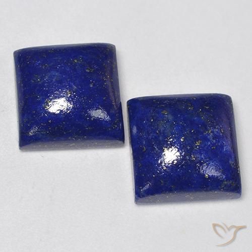 Paire Lapis-lazuli Carré 10,9 x 10,8mm - Poids total 13,29 ct / moyenne 6,65 ct chaque, pierre gemme naturelle Non traité, couleur Bleu foncé avec pureté Opaque , dureté Mohs 5 à 6, Photo A