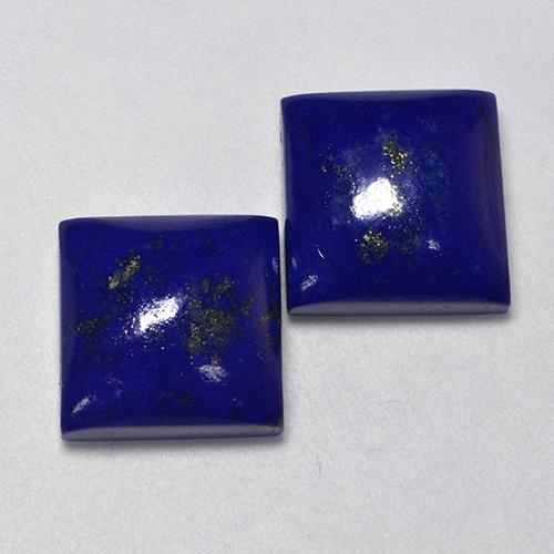 2 piezas de Lapislázuli Azul Cuadrada a juego en tamaño 11,1 x 11mm, peso 13,67 ct en total / promedio. 6,84 ct cada uno, Azul oscuro en claridad Opaco, piedra preciosa natural No tratado, dureza de Mohs 5 - 6, Photo A