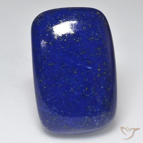 Lapis-lazuli Bleu Coussin 30,5 x 20,2mm d'Afghanistan, poids de 46,24 ct, pierre gemme naturelle Non traité de pureté Opaque , 1 pièce Lapis-lazuli cushion cabochon, couleur : Bleu marine intense, dureté de Mohs de 5 à 6, Photo A