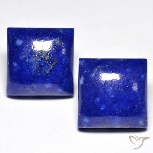 Paire assortie Lapis-lazuli Bleu Carré de 11,1 x 11,1mm, poids total de 14,13 ct (7,07 ct en moyenne pour chaque), paire Lapis-lazuli assorties de pureté Opaque et de couleur Bleu vif, pierre gemme naturelle Non traité, dureté Mohs de 5 à 6, Photo A