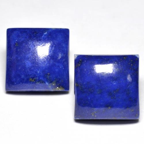 Paire Lapis-lazuli Carré 11,1 x 11mm assorties - Poids total 14 ct / moyenne 7 ct chacune, couleur Bleu vif et pureté Opaque , pierre gemme naturelle Non traité, dureté de Mohs 5 à 6, Photo A