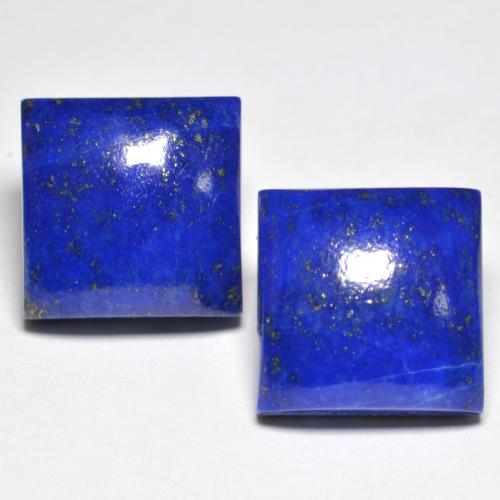 Paire Lapis-lazuli Carré 11 x 11mm assorties - Poids total 14,67 ct / moyenne 7,34 ct chacune, couleur Bleu vif et pureté Opaque , pierre gemme naturelle Non traité, dureté de Mohs 5 à 6, Photo A