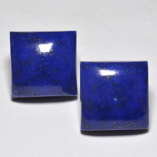 Paire Lapis-lazuli Carré 11,1 x 11mm - Poids total 14,84 ct / moyenne 7,42 ct chaque, pierre gemme naturelle Non traité, couleur Bleu marine intense avec pureté Opaque , dureté Mohs 5 à 6, Photo A