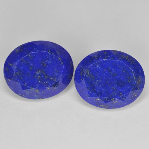 Par a juego de Lapislázuli Azul Forma ovalada de 12,1 x 10mm, peso de 9,12 ct en total / promedio. 4,56 ct cada uno, par de Lapislázuli a juego en claridad Opaco en color Azul claro, piedra preciosa natural No tratado, dureza Mohs 5 - 6, Photo A