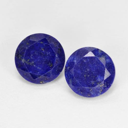 サイズ6 Mm 重量合計1 67カラット 平均の 各0 84カラット 2個のマッチングラウンドブルーラピスラズリ オペーククラリティダークブルー 天然のジェムストーン モース硬度5 6