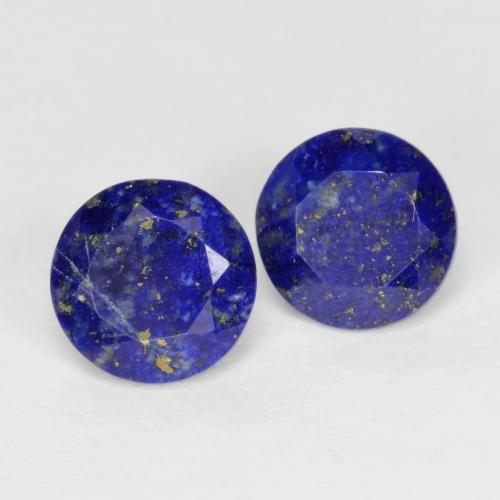 Coppia abbinata di 6mm taglio rotondo Blu Lapislazzulo , peso di 1,61 ct totali / media. 0,81 ct ciascuno, coppia Lapislazzulo abbinata in purezza Opaque in colore Blu scuro, pietra preziosa naturale non trattati, durezza Mohs 5 - 6, Photo A